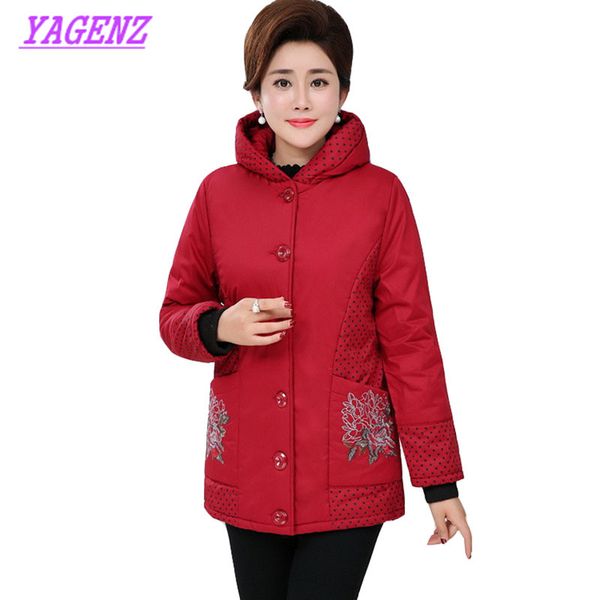 

middle-aged women plus size winter warm down cotton jacket women long cotton outerwear big flower hooded overcoat 6xl 7xl b417, Black