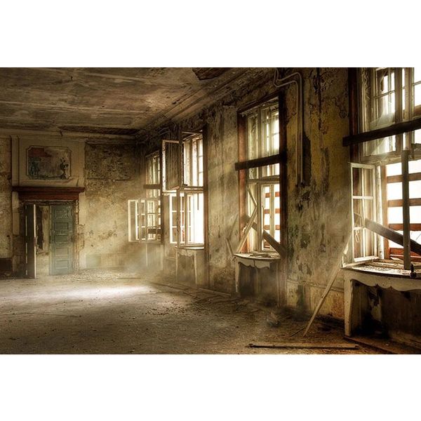 Shabby Old House Fotografie-Hintergrund, Vinyl, Sonnenschein durch Fenster, zerbrochene Wände, Modell, Hochzeit, Innenbereich, Fotostudio-Hintergründe