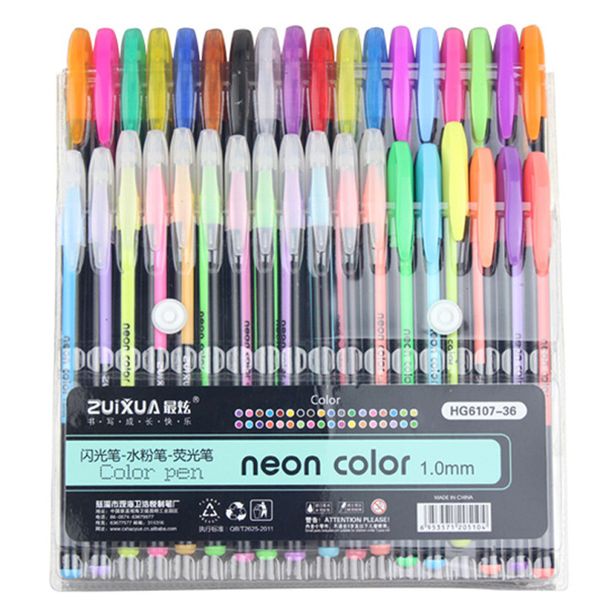 

art stationery 48 color gel pens set refills pastel neon glitter sketch drawing color pen set school marker