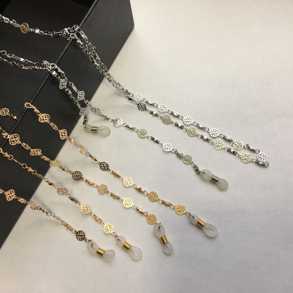 

gold or silver plated eyeglass brass chains in snow flake shape with durable silicone closing system