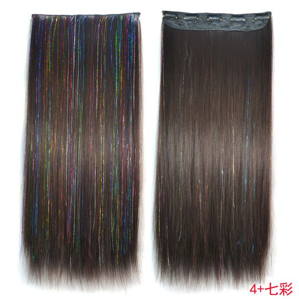 One Piece Hair Clip In Extensions Mixed Colors 60 Cm Long Straight
