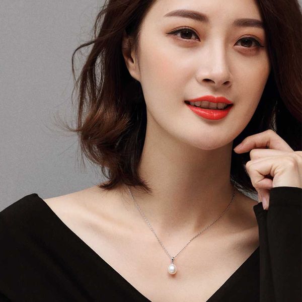 

925 sterling silver necklace pendant for women genuine 100% natural freshwater pearl jewelry 8-9mm wholesale pr5 colors gift