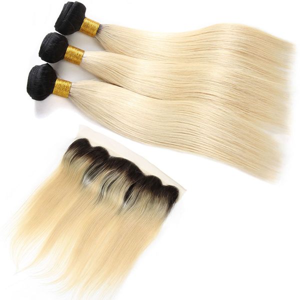 

Straight brazilian virgin hair bundle with frontal 1b 613 human virgin hair exten ion 10 24 inch traight weave vendor