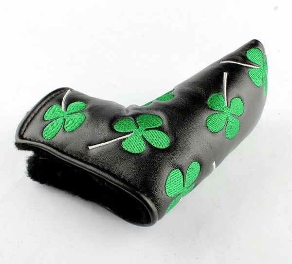 

golf putter head cover shamrock embroidered blade