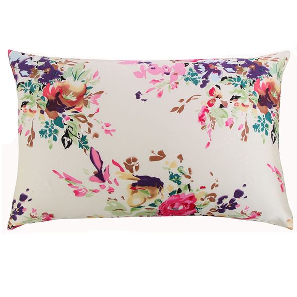 New 100 Nature Mulberry Floral Silk Pillowcase Zipper Pillowcases