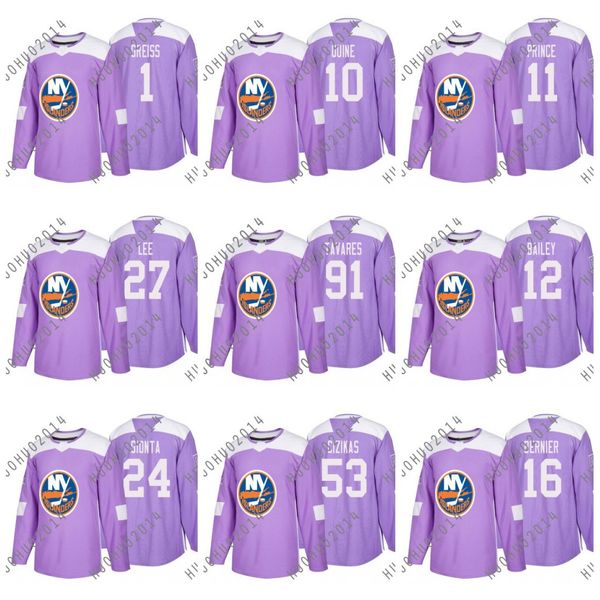 

Women 2018 Hockey Figths Cancer New Islanders John Tavares Eberle Thomas Hickey Lee Boychuk Bailey Ladd Halak Hockey Jerseys