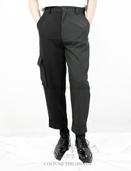 

27-44 big size, pants original design baggy male casual pants personality asymmetrical wide leg, Black