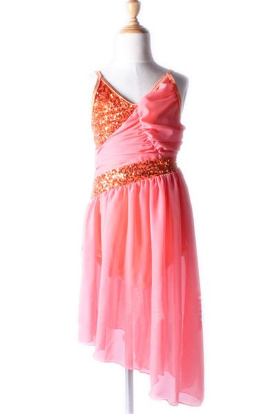 

orange chiffon sequin dress ballet tutu dance dress for kids girls dance costumes women stage wear performance gymnastics leotard 151, Black;red