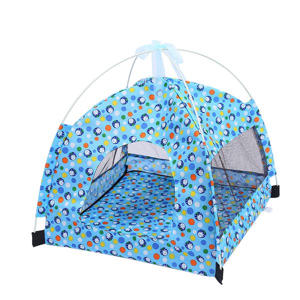 

outdoor cat dog puppy mesh tent breathable sun shelter house for pets (blue