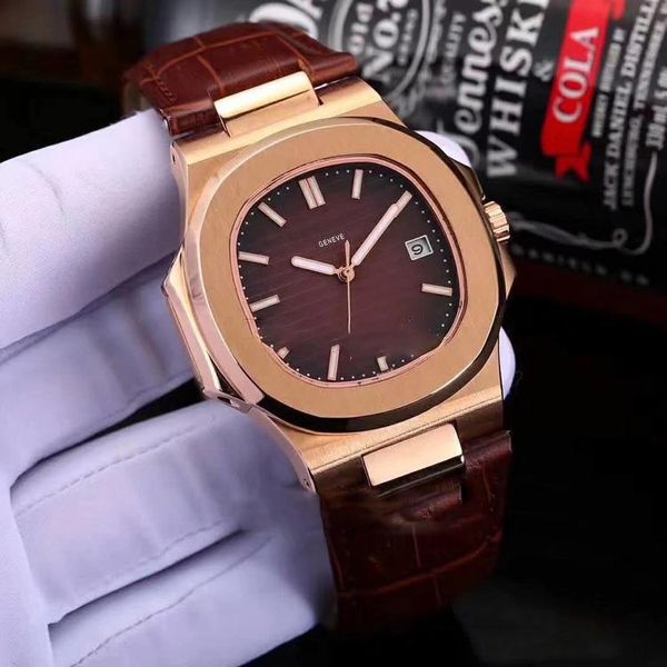 

Люксовый Бренд Nautilus Classic 5711R Розовое Золото Коричневый Циферблат 40 мм A2813 Автоматические Мужские Часы Спортивные Календарь Часы Кожа 12 Цветов P280d4