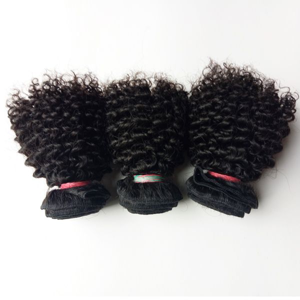 

beautiful christmas hair weft brazilian european virgin human hair 3pcs kinky curly 8-12inch indian mongolian remy hair extensions, Black