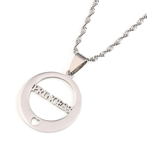 

stainless steel princess letter heart pendant necklaces for valentine, Silver