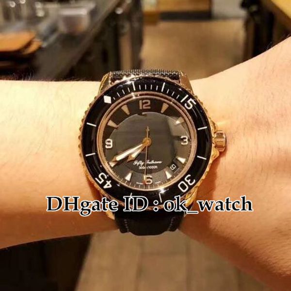 

new fifty fathoms 50 fathoms 5015-3630-52 8215 automatic men's watches rose gold case sapphire gents sport watch leather strap, Slivery;brown