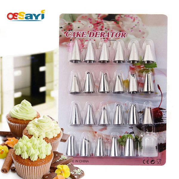 

24pcs/set stainless steel nozzles pastry tube icing piping nozzles bags adaptor russian kit cake cookies dessert decor