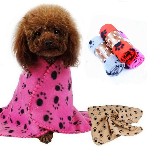

small paw print pet cat beds fleece soft warmer lovely blanket 60*70cm dog cushion mat dog blanket cover ib631