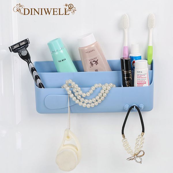 

diniwell multi bath strong sticky plastic storage box for cosmetic hook hanger home wall door side key zakka holder organizer