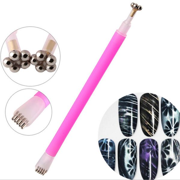 

dual-ended cat eye magnet stick flower shape pen for magnetic uv gel nail art tool cat eyes nail art magnet brush sk88, Yellow