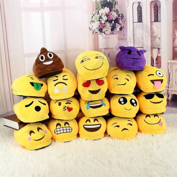 

18styles emoji slippers cartoon sweet warm plush slipper qq expression slippers winter household casual shoes 100pair t1i1027, Blue;gray