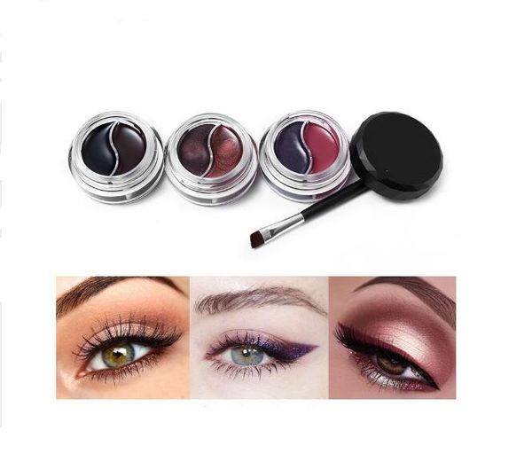 

2 colors gel eyeliner makeup palette shimmer matte waterproof lasting not blooming eye liner gel cream with brush