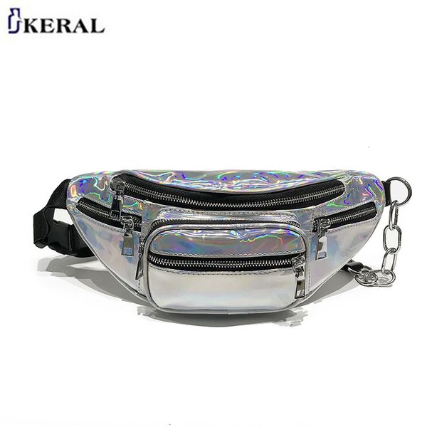 

woman 2018 laser pocket single shoulder satchel concise chest package fashion chain fanny pack waist belt bag pochete heuptas