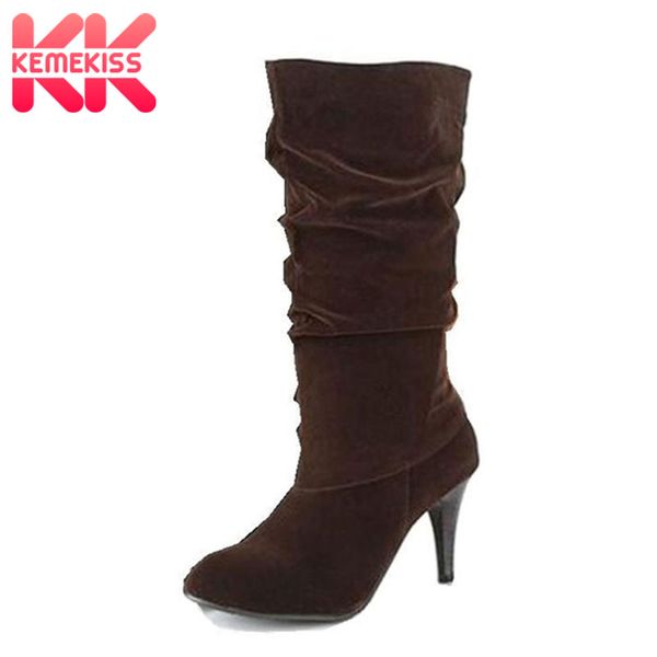 

knee boots women fashion snow winter footwear high heel shoes warm half boot p7892 eur size 34-45, Black