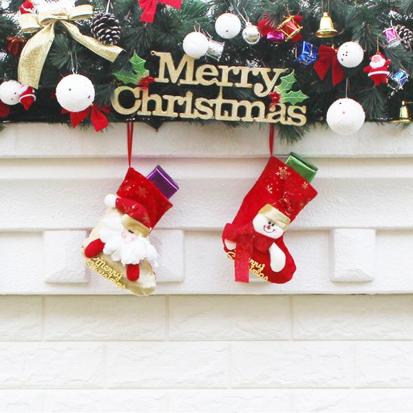 

1pcs/lot santa claus snowman deer christmas stockings christmas tree ornaments decorations xmas festival gift holders bags