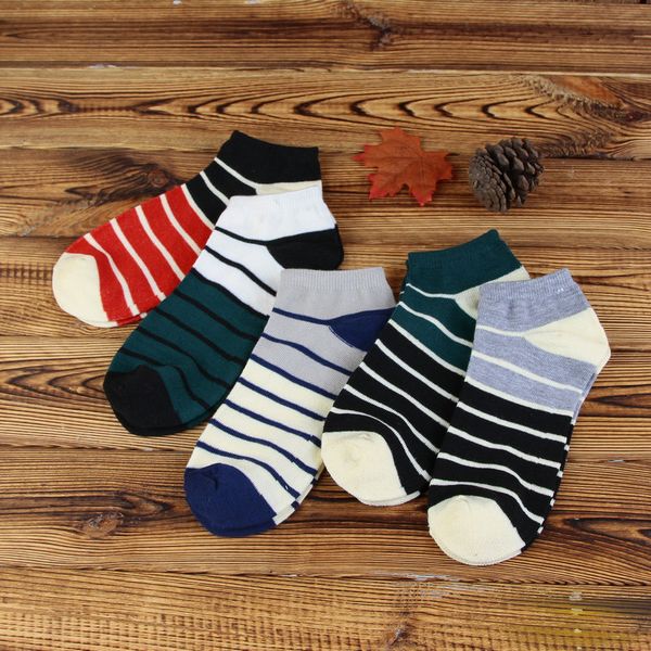 

striped male socks for men's leisure and breathable cotton socks, Black