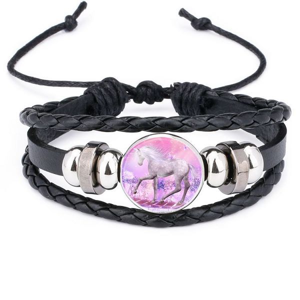 Aggiorna vetro cabochon in pelle multistrato braccialetto avvolgente braccialetto polsino gioielli moda donna bracciali braccialetto