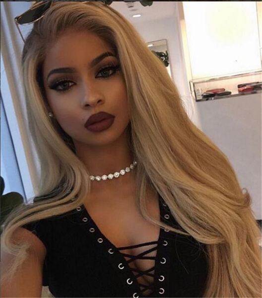 Honey Blonde Ombre Full Lace Wig Two Tone 1b 27 Strawberry Blonde