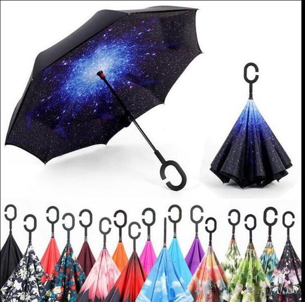 

60pc c hand windproof rever e double layer inverted umbrella in ide out elf tand windproof umbrella 50 de ign