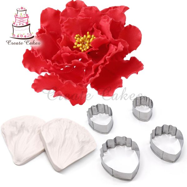 

peony flower decorating set veiner mold for petal grain stainess steel for sugar flower design fondant cake tools diy bakeware