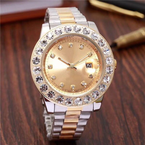 

2018 relogio Luxury Mens Brand Men Watch Big Diamonds Day-Date Brand Stainless Steel Perpetual President Automatic Diamond Wristwatch
