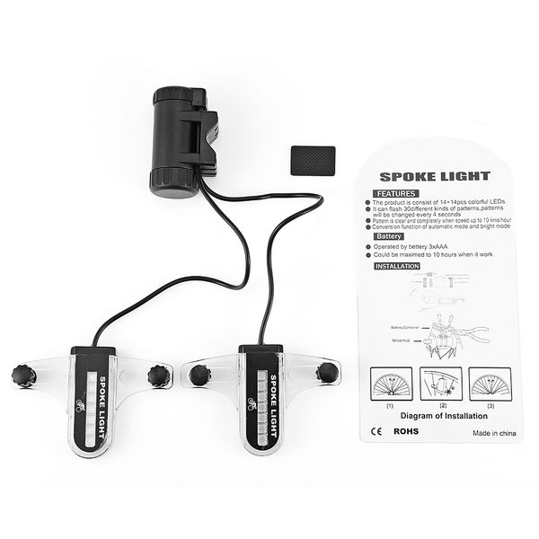 

outdoor 14 + 14pcs leds mini bicycle wheel double display night spoke light lamp with button and without button design