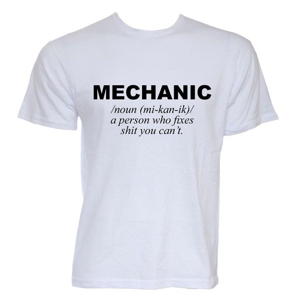 MECHANIC DEFINITION T-SHIRT BLACK WHITE FUNNY GIFT PRESENT COTTON GAG TRADIE
