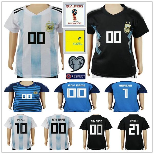 

2018 World Cup Kids Argentina Soccer Jerseys 10 MESSI MARADONA 20 KUN AGUERO 21 DYBALA 6 BIGLIA ICARDI Custom Youth Boys Football Shirts