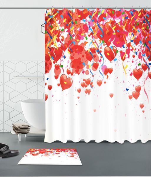 

china balloon pattern 3d print custom waterproof bathroom modern shower curtain polyester fabric bathroom curtain door mat sets