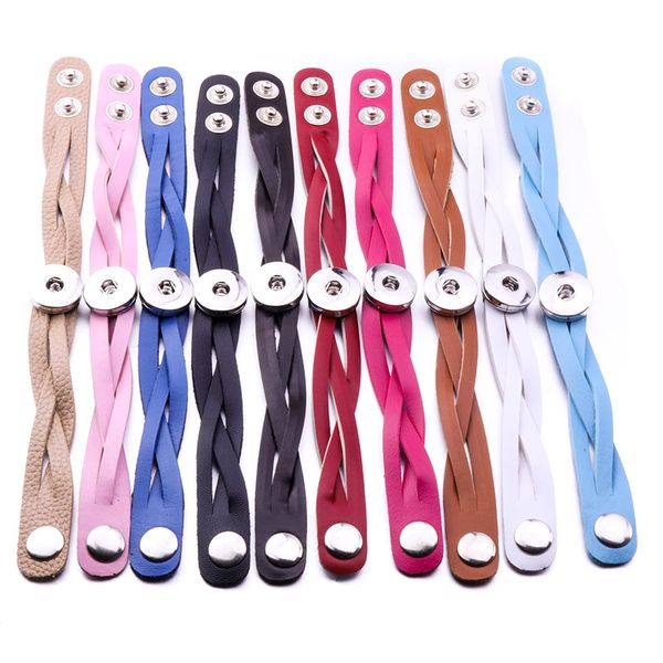 

10 цветов noosa куски искусственная кожа браслет diy имбирь 18 мм оснастки кнопка браслеты браслет для женщин заявление защелками ювелирные, Golden;silver