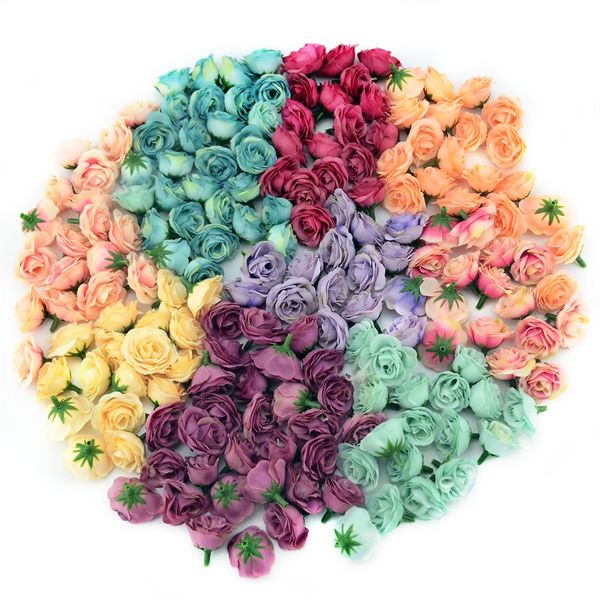 

100pcs 3cm mini silk artificial rose flowers cloth for wedding party home room decoration diy dress accessories fake flowers