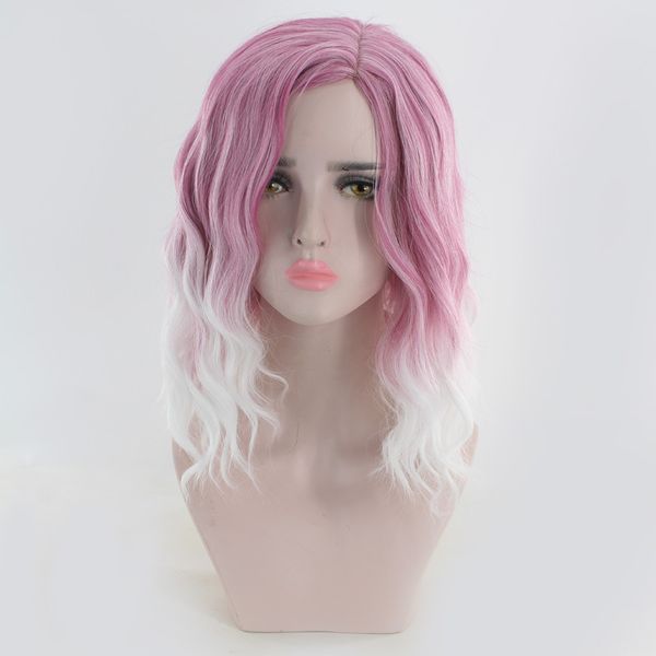 Fashion Pink Purple Women S Small Curly Hair Wigs Women S