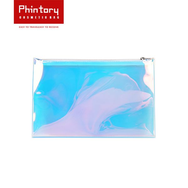 

phintory shiny holographic transparency cosmetic makeup bag multifunctional clutch bag evening purse waterproof toiletry beach