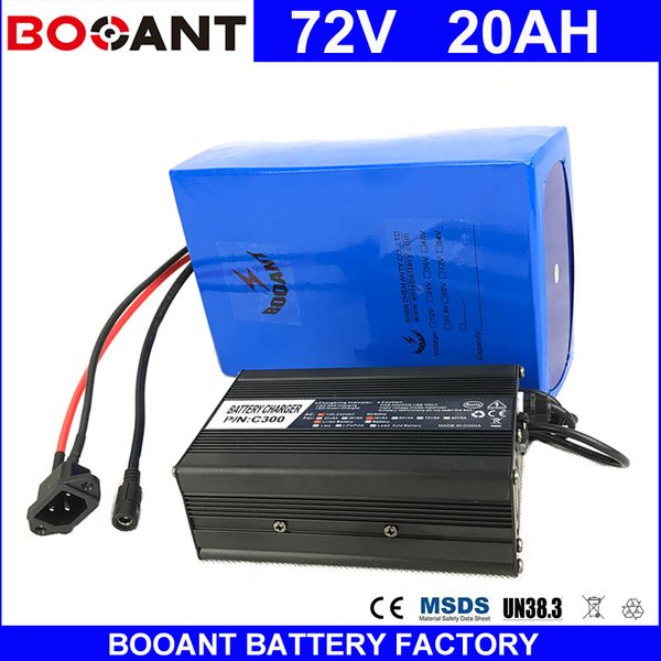 

Booant 72v 20ah cooter battery for bafang 3000w motor li ion battery pack 20 8p e bike li ion battery pack with 84v 5a charger