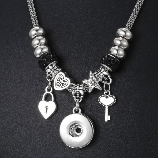 

New Christmas Snap Jewelry Snap Necklaces Handmade DIY Tree of Life Starfish Beaded Snap Button Necklace for Women Noosa Chunk Necklace