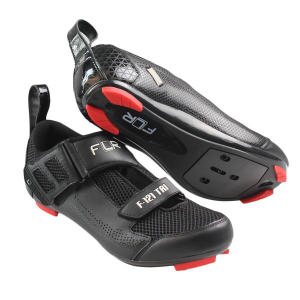 

flr f-121 triathlon shoe lock shoes road bike mountain bike riding shoes breathable anti - skid lock + pedal, Black