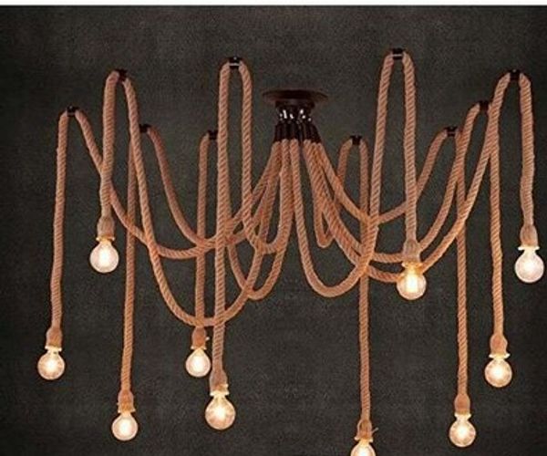 

e27 rope edison down light bulbs vintage spider net chandeliers ceiling pendant creative bar lamp diy coffee fairy light weave yarn lights