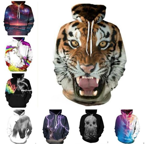 

christmas santa nwt autumn winter 3d animal print fashion sport women hoodies coat with hat pocket digital print hooded pullovers, Black