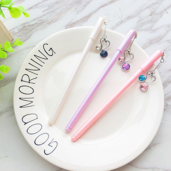 

24 pcs/lot love swan colorful crystal pendant signature gel pen escolar papelaria school office supply promotional gift