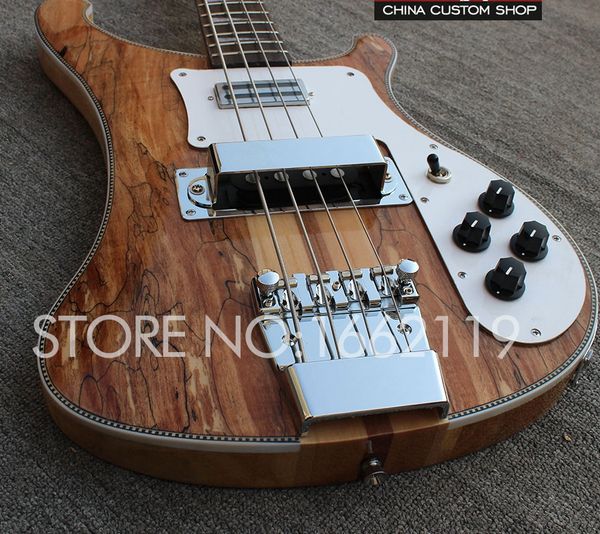 Custom 4 Strings4003 Spalted Maple Brown E-Bass, Hals durch Korpus, Sandwich-Hals, spezielle Korpusbindung, Palisander-Griffbrett