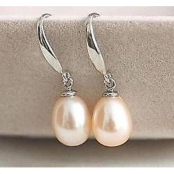 

2018 new pairs pink 10x12mm south sea pearl earring 14k white gold hook, Golden