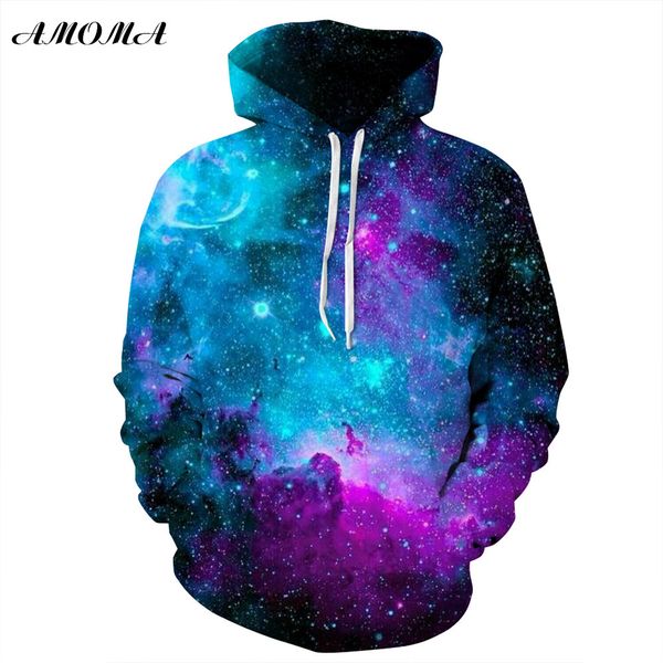 

amoma realistic 3d digital print pullover hoodie hooded sweatshirt interstellar, Black