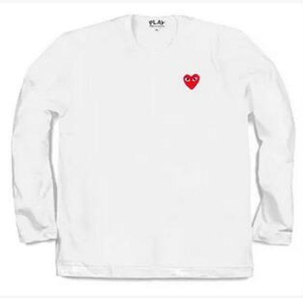 

Women black red heart de play garcon cdg embroidery heart long leeve tripe t hirt embroidery red heart top tee hoodie